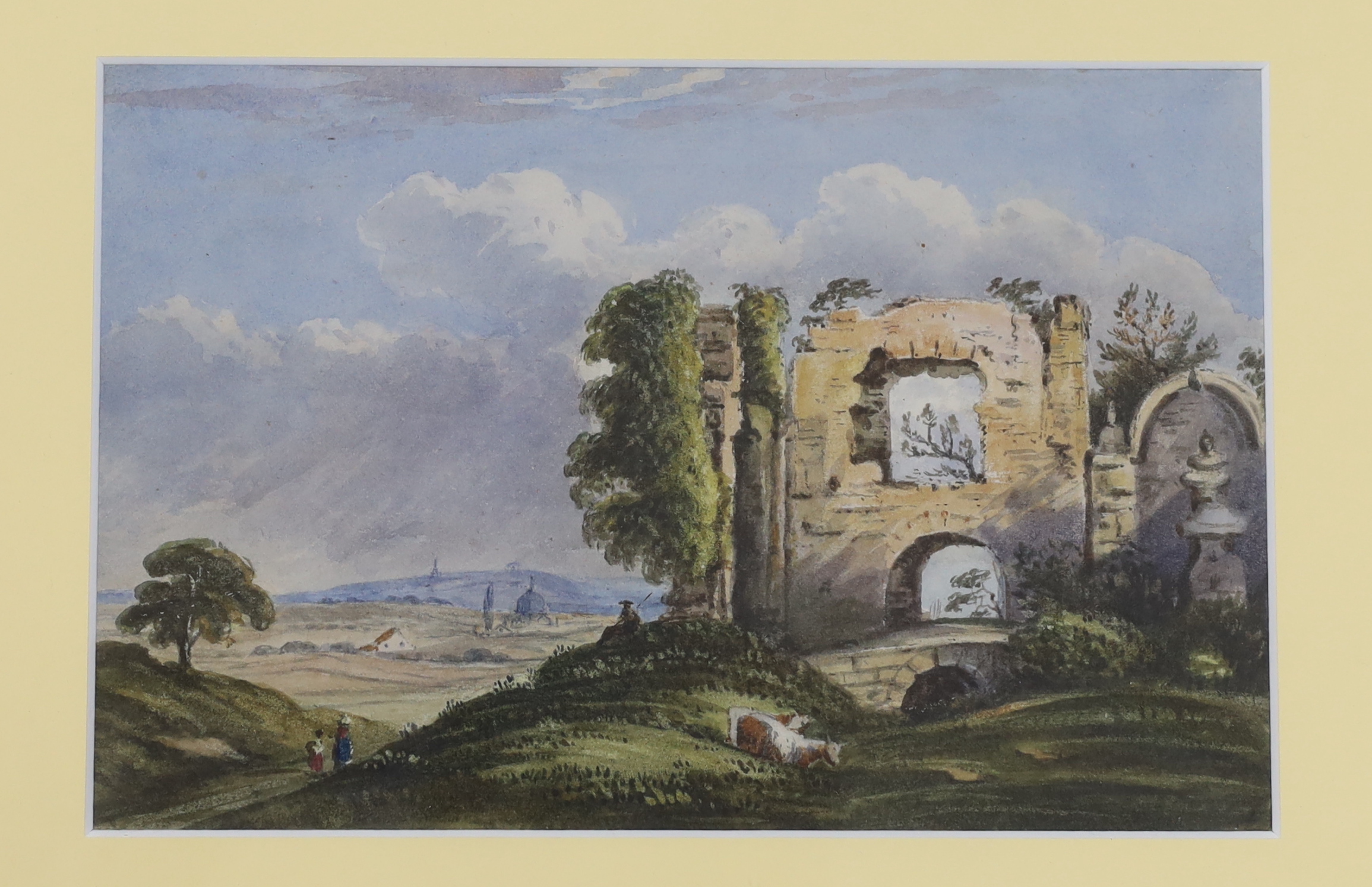 C. J. Capel (19th. C), three watercolours, comprising ‘Arco Di Drusus’, ‘Tempio Di Minerva Medica’ and ‘Acqua Felice’, unsigned, details verso, largest 16 x 24cm
